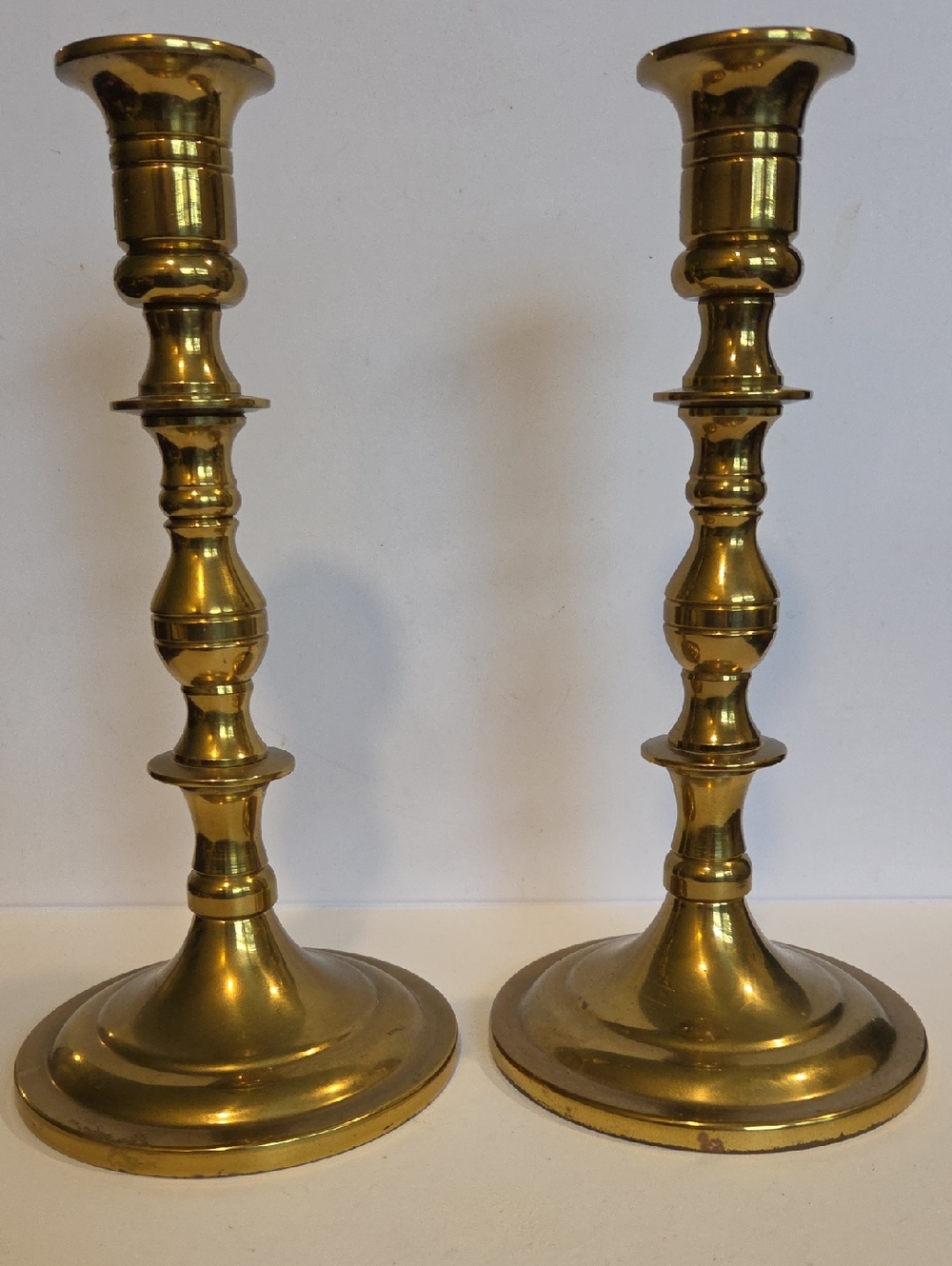 Vintage Brass Candlestick Pair - Gold Decorative Candle Holders Fr Gimbels 9"